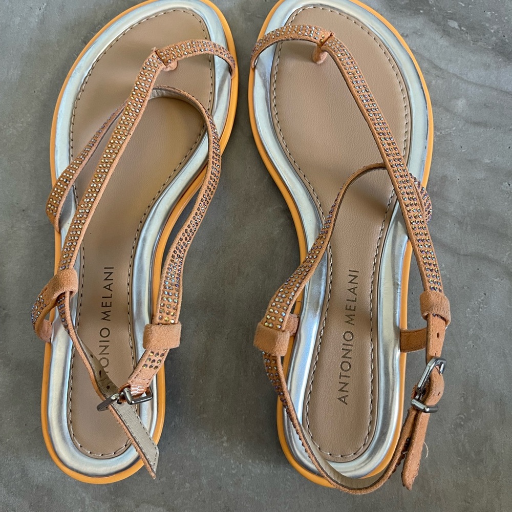 ANTONIO MELANI Peach/ Orange Rhinestone Sandals